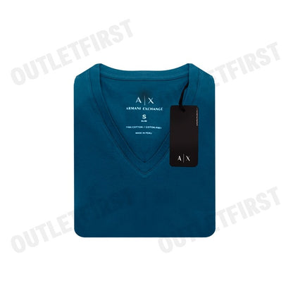 ARMANI EXCHANGE รุ่น SLIM FIT T-SHIRT IN PIMA COTTON JERSEY CODE: 8NZT75 ZJA5Z 15CR เสื้อยืดคอวี เสื้อยืดผู้ชาย เสื้อยืด
