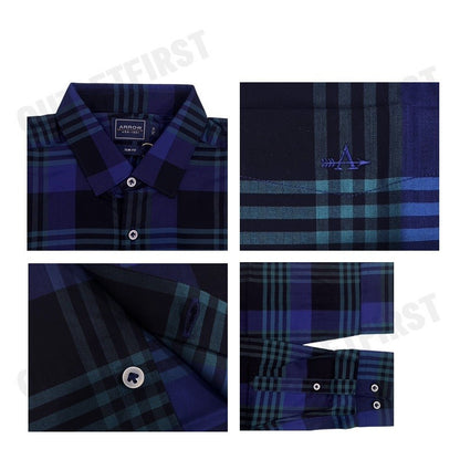 ARROW รุ่น LONG SLEEVE SLIM FIT SHIRT CODE: MACS107W2BSNV เสื้อเชิ้ตแขนยาว เสื้อเชิ้ตผู้ชาย เสื้อเชิ้ตลายตาราง