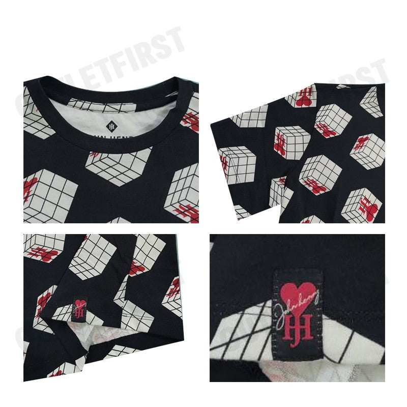 JOHN HENRY รุ่น CUBIC COLLAR BLOCK PATTERN PRINTED T-SHIRT(BLACK) CODE: JH S124MTSSM17 เสื้อยืด เสื้อคอกลม เสื้อแขนสั้น
