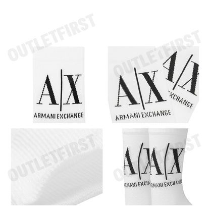 ARMANI EXCHANGE รุ่น TENNIS SOCKS WITH LOGO CODE: 953033 CC653 00010 ถุงเท้าข้อยาว ถุงเท้าสีขาว ถุงเท้าอมานี่