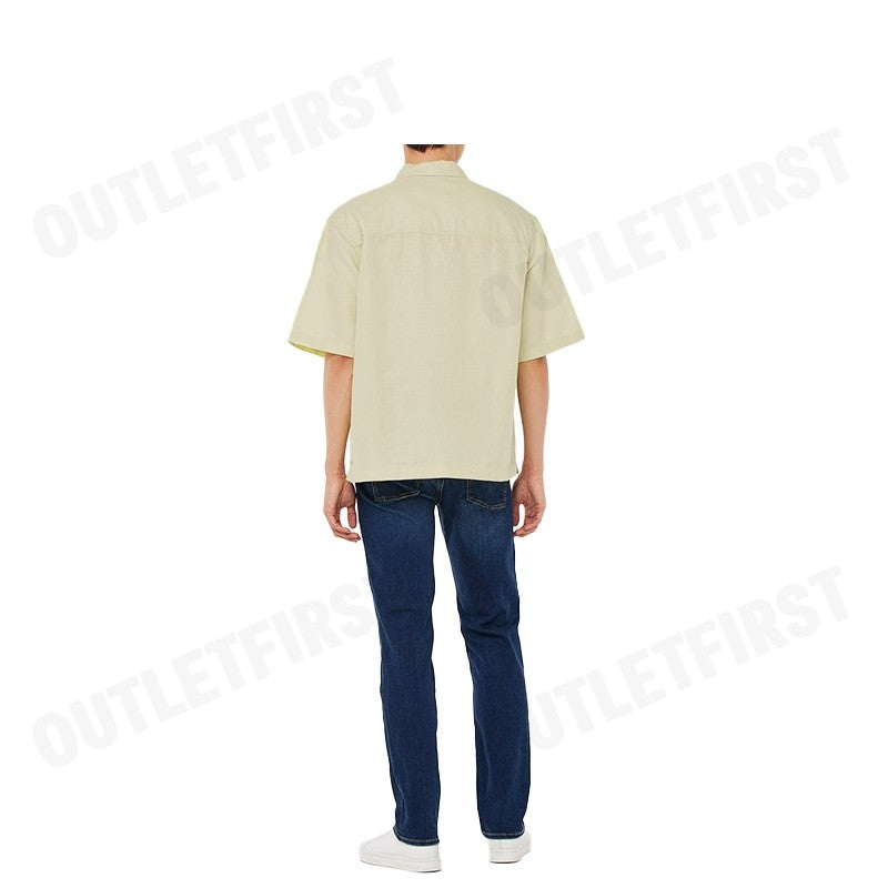 CALVIN KLEIN JEANS รุ่น MEN SOFT LINEN SHORT SLEEVE SHIRTS CODE: J325173 LFU เสื้อเชิ้ตแขนสั้น เสื้อเชิ้ตผู้ชาย