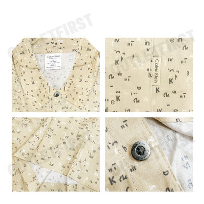 CALVIN KLEIN รุ่น MEN'S WOVEN VISCOSE LOUNGE SHORT SLEEVE BUTTON DOWN TOP CODE: NM2578 NCF เสื้อนอน เสื้อแขนสั้น ผู้ชาย