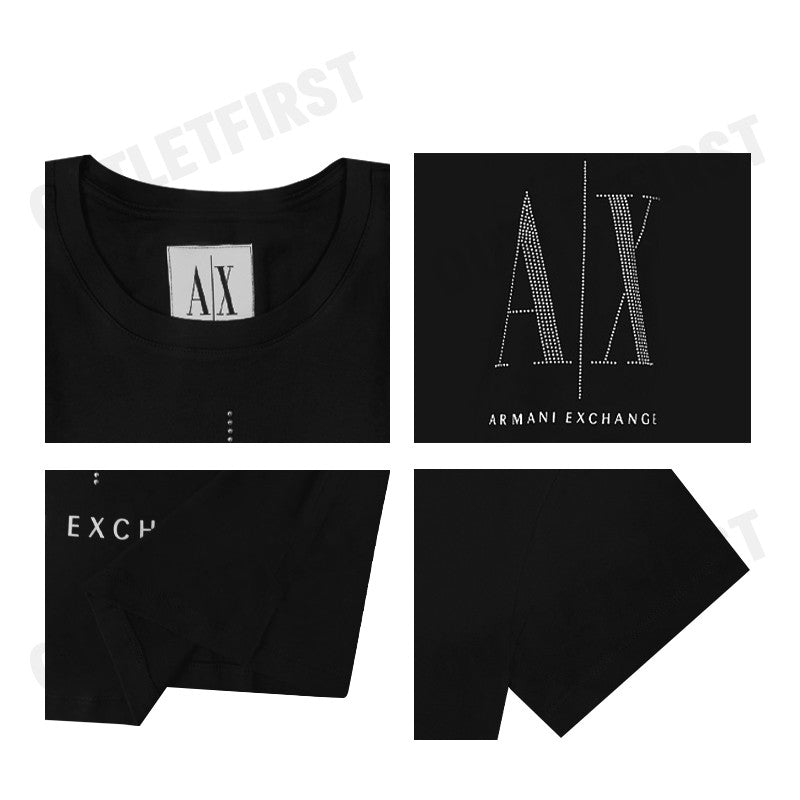 ARMANI EXCHANGE รุ่น ICON PROJECT SLIM FIT T-SHIRT WITH RHINESTONE LOGO CODE: 8NYTDX YJG3Z 8218 เสื้อยืดคอกลม เสื้อยืด
