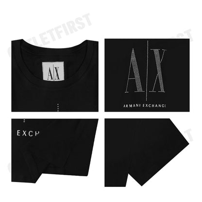 ARMANI EXCHANGE รุ่น ICON PROJECT SLIM FIT T-SHIRT WITH RHINESTONE LOGO CODE: 8NYTDX YJG3Z 8218 เสื้อยืดคอกลม เสื้อยืด