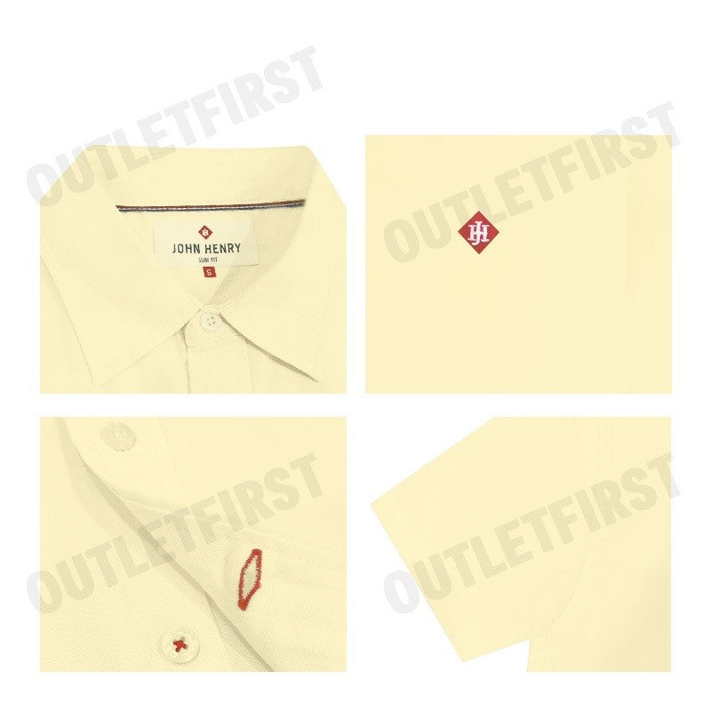 JOHN HENRY รุ่น MEN'S SHORT SLEEVES SLIM FIT SHIRT (BEIGE) Code: JH F324MSSSM55 เสื้อเชิ้ต เสื้อแขนสั้น เสื้อผู้ชาย