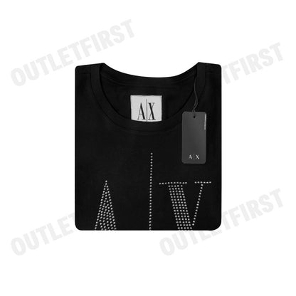 ARMANI EXCHANGE รุ่น ICON PROJECT SLIM FIT T-SHIRT WITH RHINESTONE LOGO CODE: 8NYTDX YJG3Z 8218 เสื้อยืดคอกลม เสื้อยืด