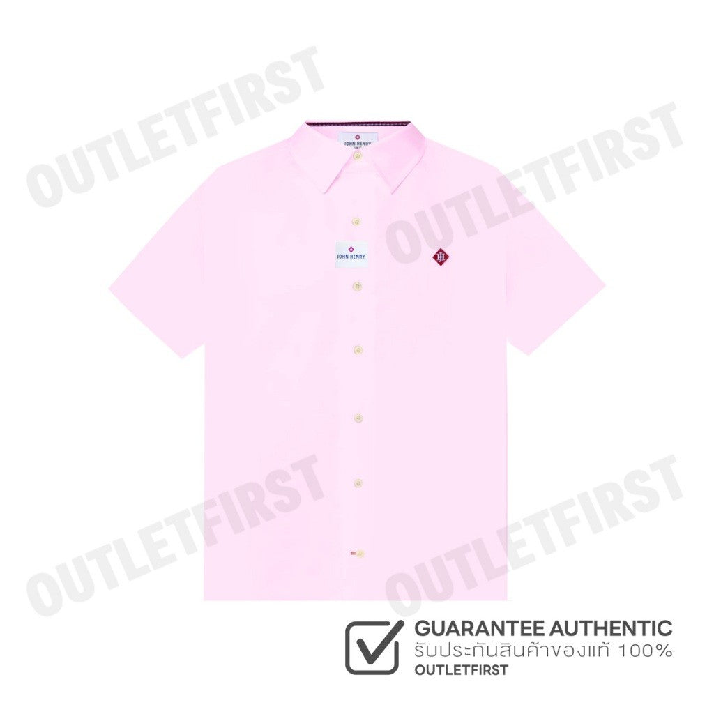 JOHN HENRY รุ่น MEN'S SHORT SLEEVES SLIM FIT SHIRT (PINK) CODE: JH F224MSSSM52 เสื้อเชิ้ตแขนสั้น เสื้อเชิ้ตผู้ชาย