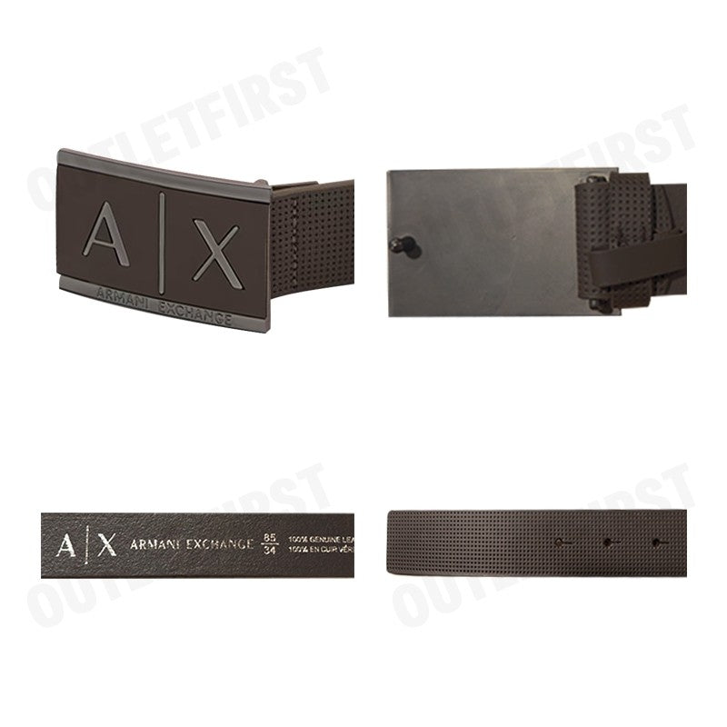 ARMANI EXCHANGE รุ่น LEATHER BELT WITH RECTANGULAR BUCKLE CODE: 951019 CC507 00354 เข็มขัด เข็มขัดผู้ชาย เข็มขัดหนัง