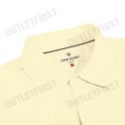JOHN HENRY รุ่น MEN'S SHORT SLEEVES SLIM FIT SHIRT (BEIGE) Code: JH F324MSSSM55 เสื้อเชิ้ต เสื้อแขนสั้น เสื้อผู้ชาย