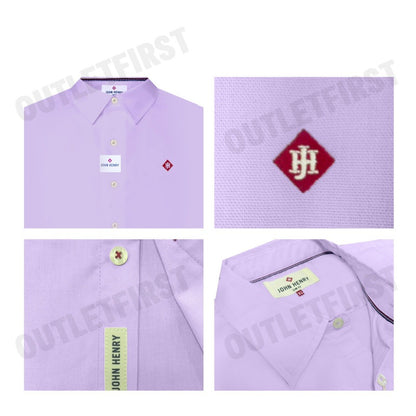 JOHN HENRY รุ่น MEN'S SHORT SLEEVES SLIM FIT SHIRT (PURPLE) CODE: JH F324MSSSM55 เสื้อเชิ้ต เสื้อแขนสั้น เสื้อผู้ชาย
