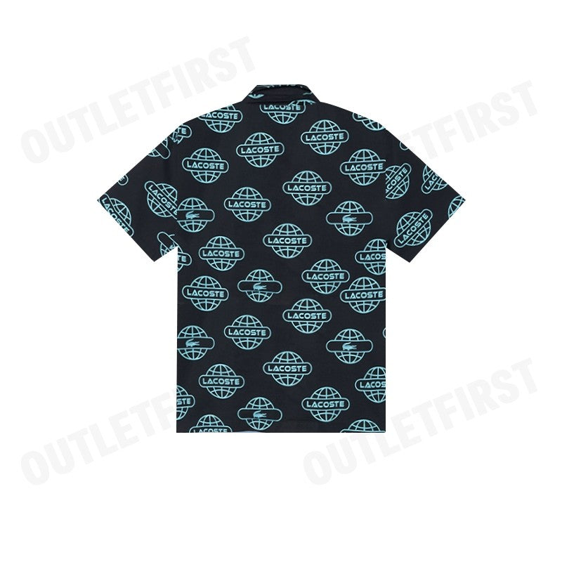 LACOSTE รุ่น GLOBE PRINT LACOSTE COTTON TWILL SHIRT CODE: CH1880 10 QPI เสื้อเชิ้ตแขนสั้น เสื้อเชิ้ตผู้ชาย เสื้อเชิ้ต