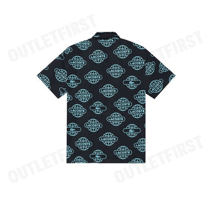 LACOSTE รุ่น GLOBE PRINT LACOSTE COTTON TWILL SHIRT CODE: CH1880 10 QPI เสื้อเชิ้ตแขนสั้น เสื้อเชิ้ตผู้ชาย เสื้อเชิ้ต
