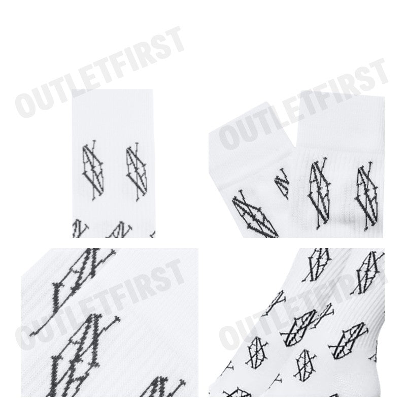ARMANI EXCHANGE รุ่น RIBBED COTTON BLEND SOCKS WITH MONOGRAM LOGO CODE: 946026 4F433 19611 ถุงเท้าข้อยาว ถุงเท้าสีขาว