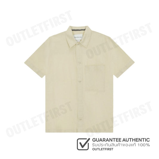 CALVIN KLEIN JEANS รุ่น MEN SOFT LINEN SHORT SLEEVE SHIRTS CODE: J325173 LFU เสื้อเชิ้ตแขนสั้น เสื้อเชิ้ตผู้ชาย