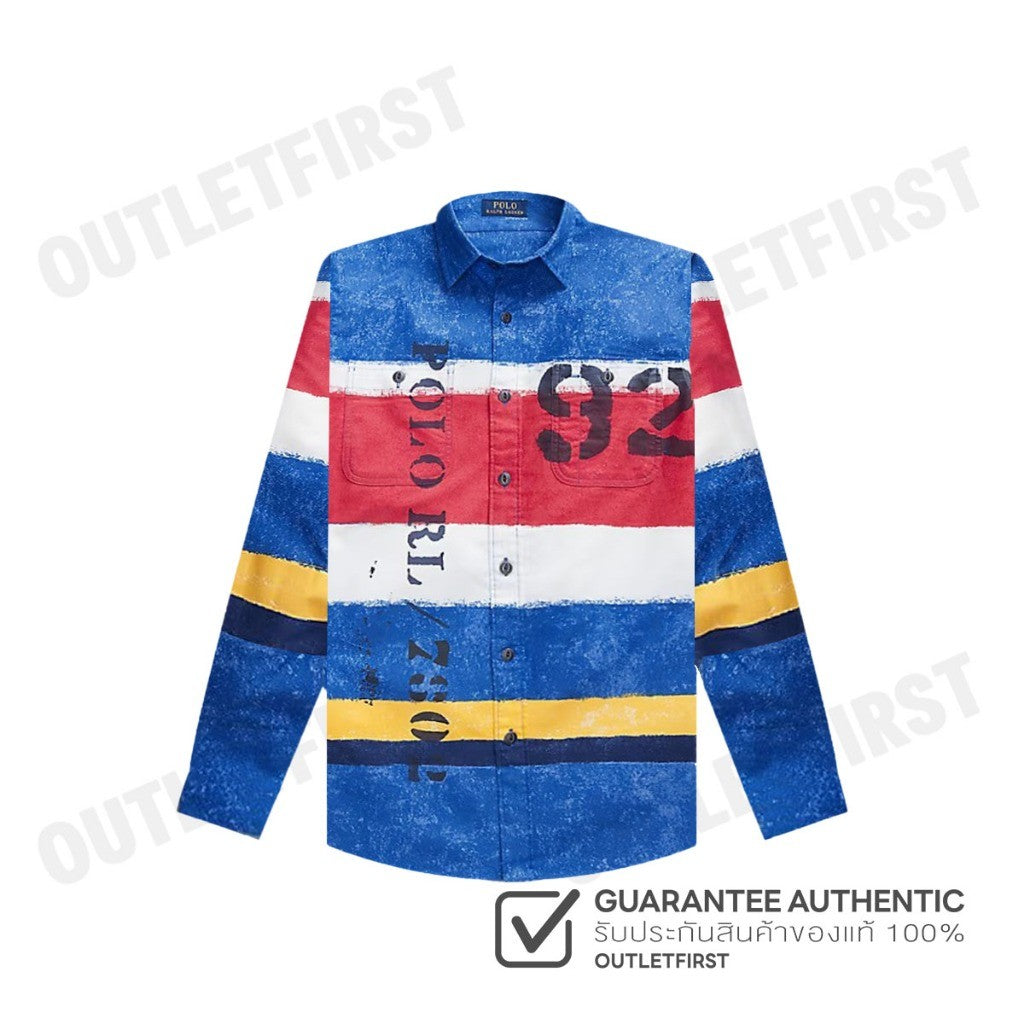 POLO RALPH LAUREN รุ่น CLASSIC FIT STRIPED OXFORD WORKSHIRT CODE: 710925261001 เสื้อแขนยาว เสื้อเชิ้ต เสื้อผู้ชาย