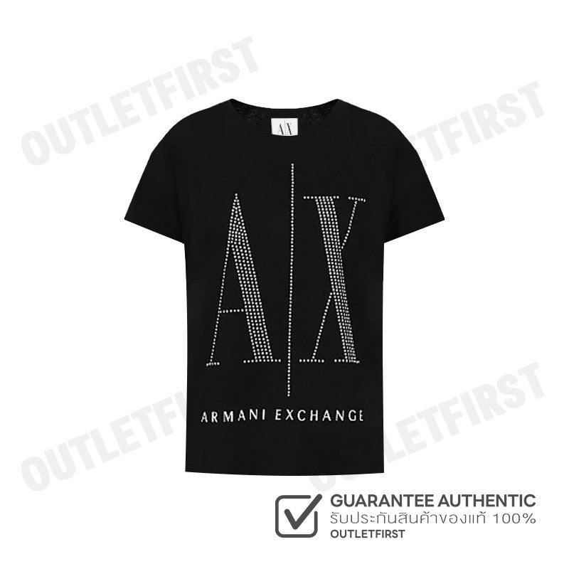 ARMANI EXCHANGE รุ่น ICON PROJECT SLIM FIT T-SHIRT WITH RHINESTONE LOGO CODE: 8NYTDX YJG3Z 8218 เสื้อยืดคอกลม เสื้อยืด