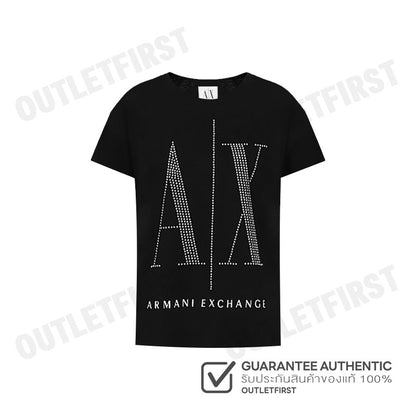 ARMANI EXCHANGE รุ่น ICON PROJECT SLIM FIT T-SHIRT WITH RHINESTONE LOGO CODE: 8NYTDX YJG3Z 8218 เสื้อยืดคอกลม เสื้อยืด