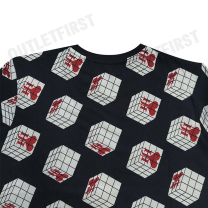 JOHN HENRY รุ่น CUBIC COLLAR BLOCK PATTERN PRINTED T-SHIRT(BLACK) CODE: JH S124MTSSM17 เสื้อยืด เสื้อคอกลม เสื้อแขนสั้น