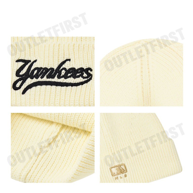 MLB รุ่น UNISEX VARSITY CURSIVE BEANIE CODE: 3ABNVM146 50CRD หมวกบีนนี่ หมวกสีครีม หมวกเอ็มแอลบี