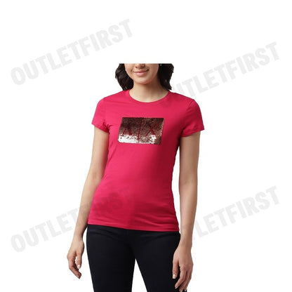 ARMANI EXCHANGE รุ่น EMBELLISHED SLIM FIT T-SHIRT CODE: 8NYTDL YJ73Z 14AZ เสื้อยืดคอกลม เสื้อยืดผู้หญิง เสื้อยืดสีชมพู