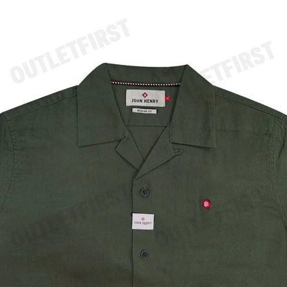 JOHN HENRY รุ่น MEN'S SHORT SLEEVES SHIRTS (MOSS GREEN) CODE: JH S224MSSRG26 เสื้อเชิ้ต เสื้อแขนสั้น เสื้อโปโล