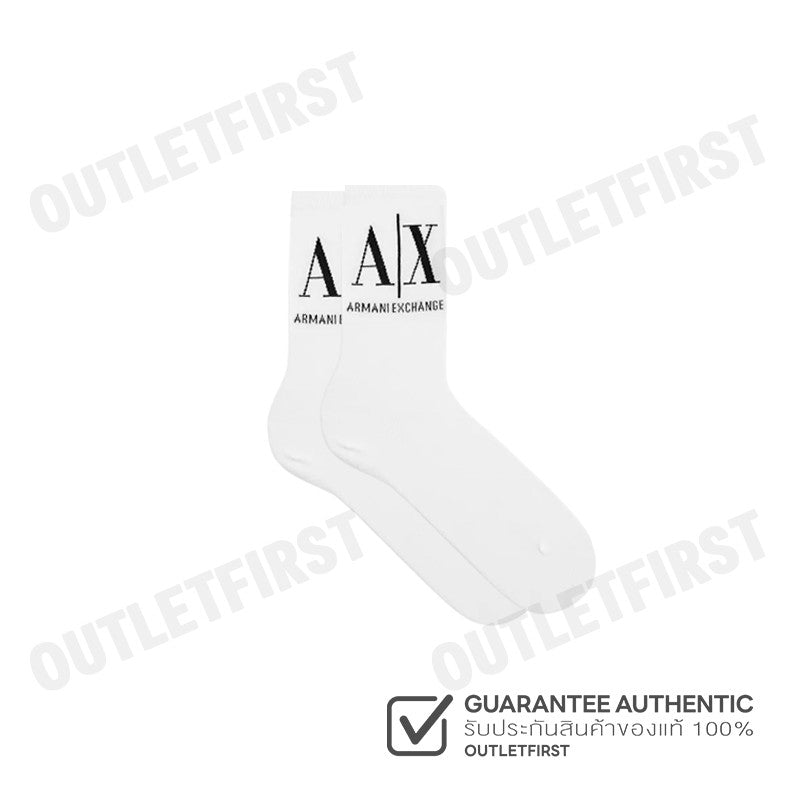 ARMANI EXCHANGE รุ่น TENNIS SOCKS WITH LOGO CODE: 953033 CC653 00010 ถุงเท้าข้อยาว ถุงเท้าสีขาว ถุงเท้าอมานี่