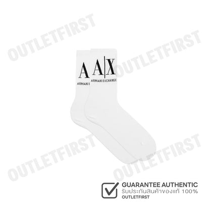ARMANI EXCHANGE รุ่น TENNIS SOCKS WITH LOGO CODE: 953033 CC653 00010 ถุงเท้าข้อยาว ถุงเท้าสีขาว ถุงเท้าอมานี่