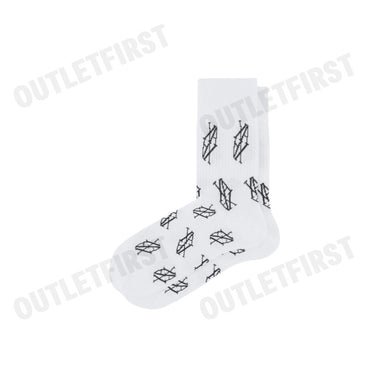 ARMANI EXCHANGE รุ่น RIBBED COTTON BLEND SOCKS WITH MONOGRAM LOGO CODE: 946026 4F433 19611 ถุงเท้าข้อยาว ถุงเท้าสีขาว