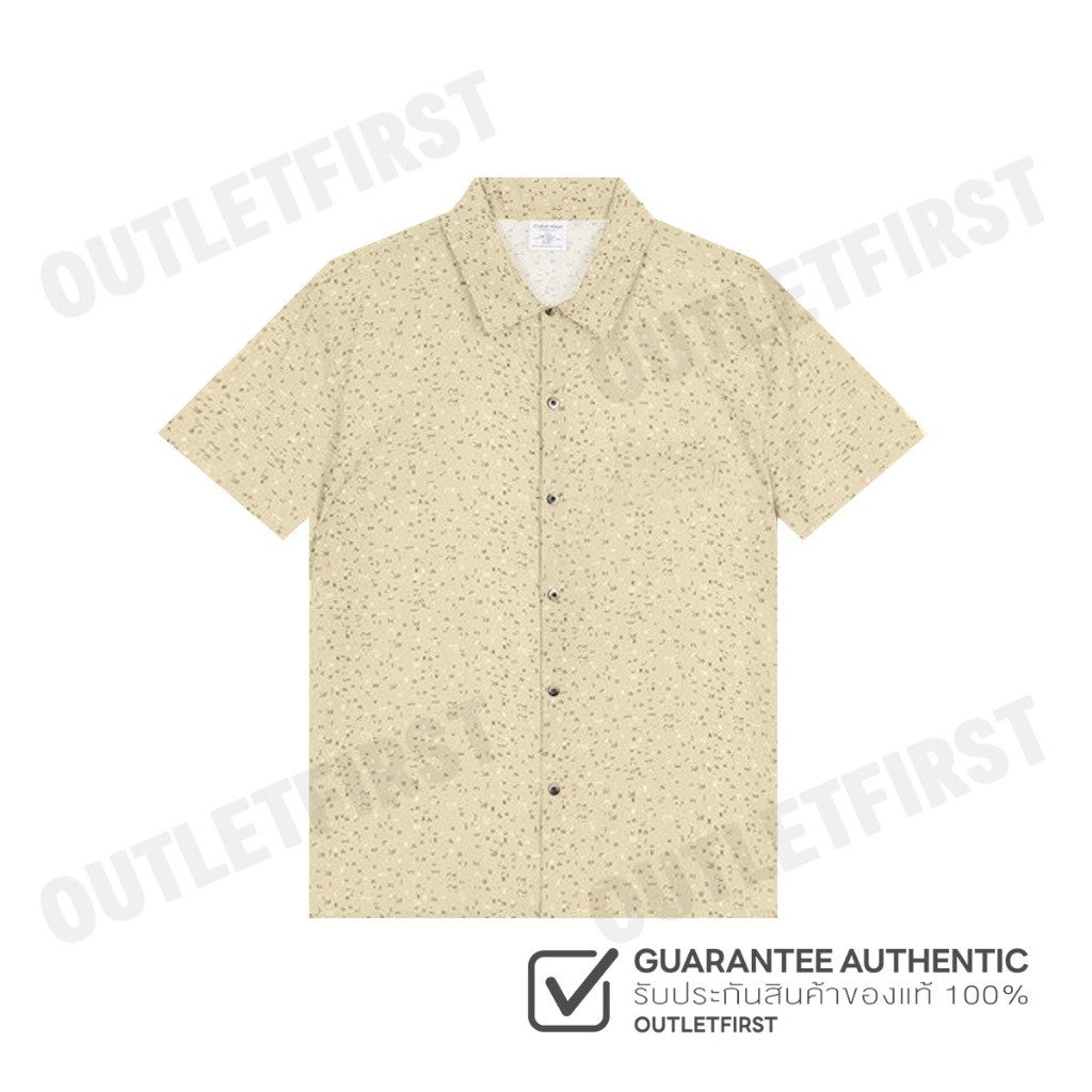 CALVIN KLEIN รุ่น MEN'S WOVEN VISCOSE LOUNGE SHORT SLEEVE BUTTON DOWN TOP CODE: NM2578 NCF เสื้อนอน เสื้อแขนสั้น ผู้ชาย
