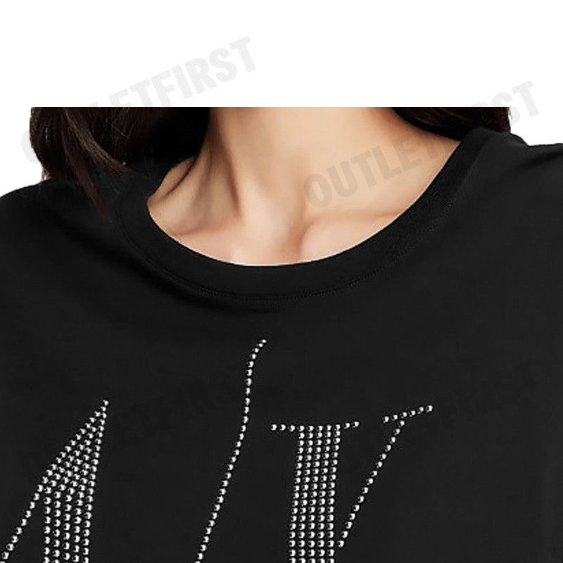 ARMANI EXCHANGE รุ่น ICON PROJECT SLIM FIT T-SHIRT WITH RHINESTONE LOGO CODE: 8NYTDX YJG3Z 8218 เสื้อยืดคอกลม เสื้อยืด