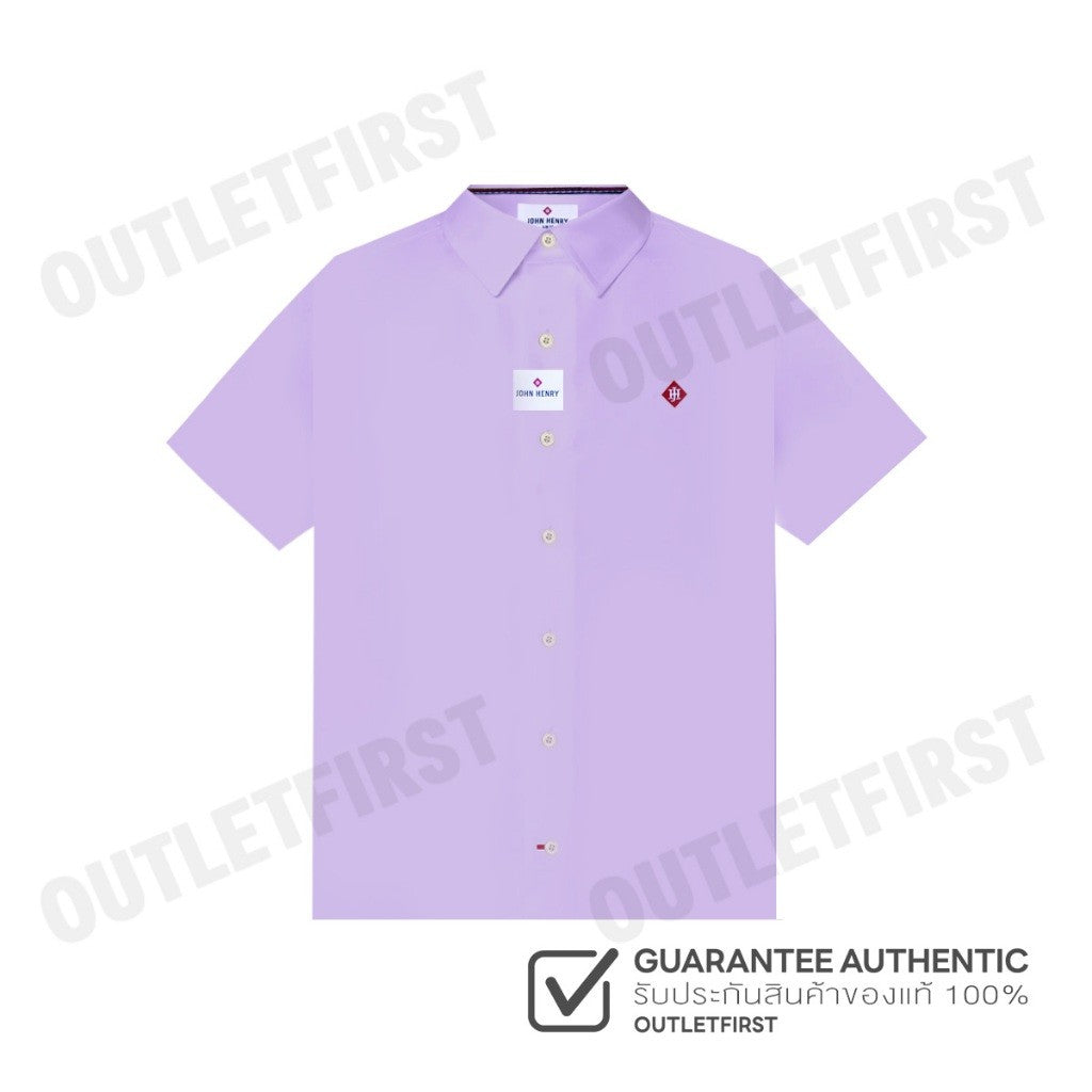 JOHN HENRY รุ่น MEN'S SHORT SLEEVES SLIM FIT SHIRT (PURPLE) CODE: JH F324MSSSM55 เสื้อเชิ้ต เสื้อแขนสั้น เสื้อผู้ชาย