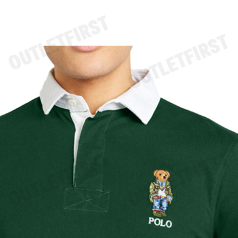 POLO RALPH LAUREN รุ่น CLASSIC FIT POLO BEAR RUGBY SHIRT CODE: 710934703001 เสื้อโปโลแขนยาว เสื้อผู้ชาย เสื้อโปโลคอปก
