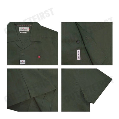 JOHN HENRY รุ่น MEN'S SHORT SLEEVES SHIRTS (MOSS GREEN) CODE: JH S224MSSRG26 เสื้อเชิ้ต เสื้อแขนสั้น เสื้อโปโล