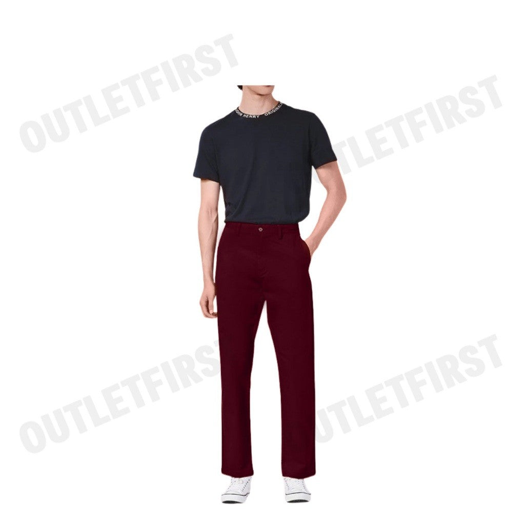 JOHN HENRY รุ่น MEN'S STRETCH CHINO PANTS (BURGUNDY) CODE: JH S424MPTRG10 กางเกงขายาว กางเกงขายาวผู้ชาย กางเกง
