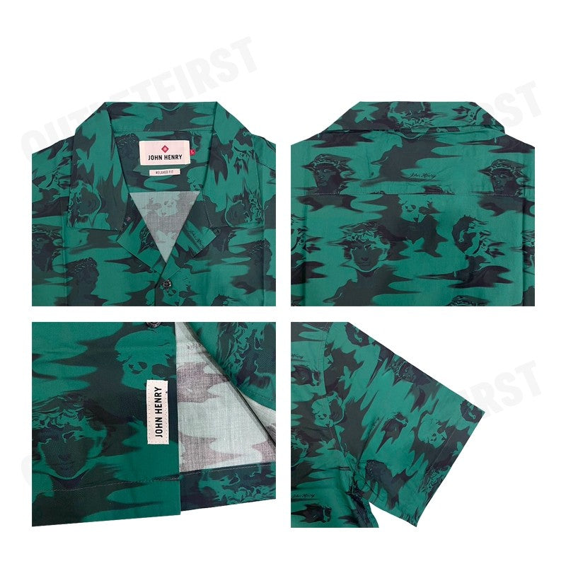 JOHN HENRY รุ่น MEN'S SHORT SLEEVES RELAXED FIT SHIRT (GREEN) CODE: JH F324MSSRL21 เสื้อเชิ้ตแขนสั้น เสื้อเชิ้ต