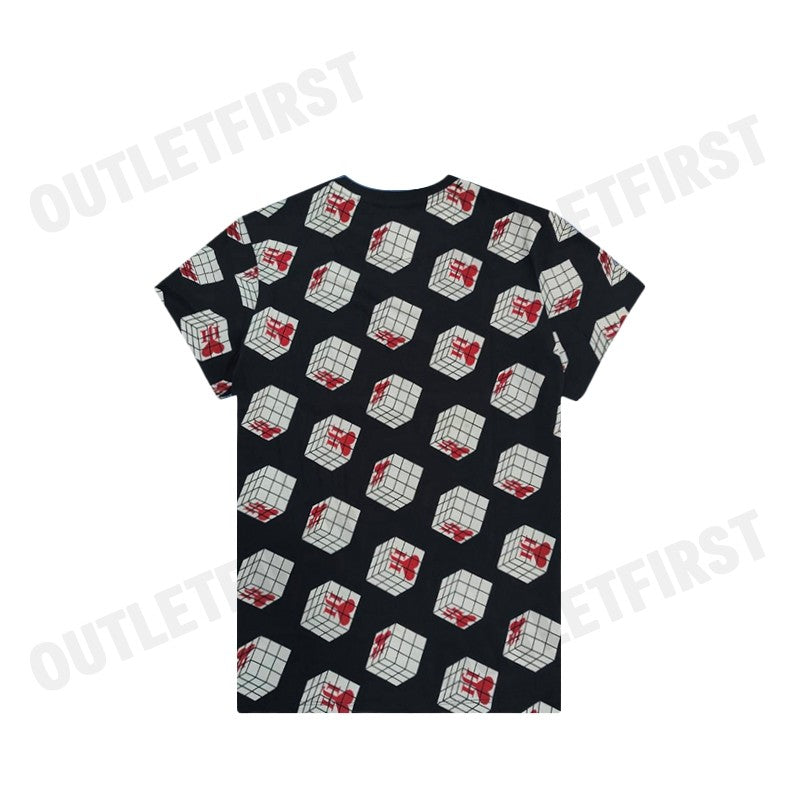 JOHN HENRY รุ่น CUBIC COLLAR BLOCK PATTERN PRINTED T-SHIRT(BLACK) CODE: JH S124MTSSM17 เสื้อยืด เสื้อคอกลม เสื้อแขนสั้น