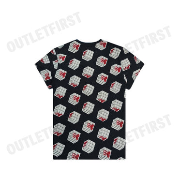 JOHN HENRY รุ่น CUBIC COLLAR BLOCK PATTERN PRINTED T-SHIRT(BLACK) CODE: JH S124MTSSM17 เสื้อยืด เสื้อคอกลม เสื้อแขนสั้น