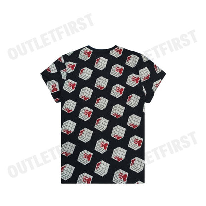 JOHN HENRY รุ่น CUBIC COLLAR BLOCK PATTERN PRINTED T-SHIRT(BLACK) CODE: JH S124MTSSM17 เสื้อยืด เสื้อคอกลม เสื้อแขนสั้น