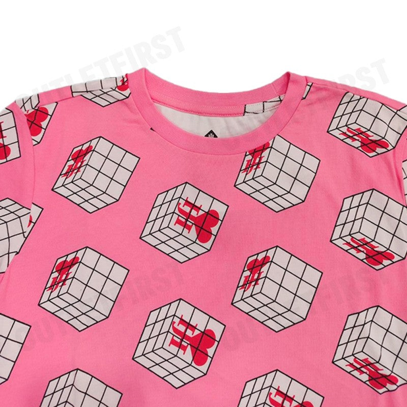 JOHN HENRY รุ่น CUBIC COLLAR BLOCK PATTERN PRINTED T-SHIRT (PINK) CODE: JH S124MTSSM17 เสื้อยืดคอกลม เสื้อยืดผู้ชาย