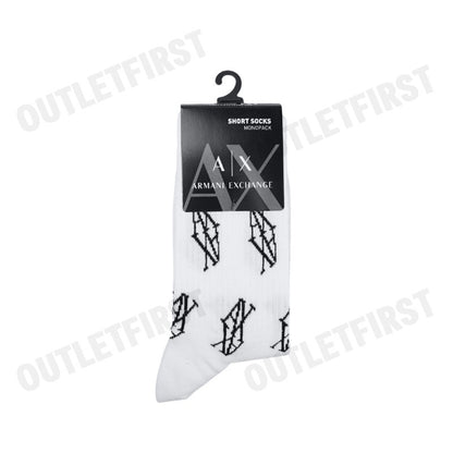 ARMANI EXCHANGE รุ่น RIBBED COTTON BLEND SOCKS WITH MONOGRAM LOGO CODE: 946026 4F433 19611 ถุงเท้าข้อยาว ถุงเท้าสีขาว