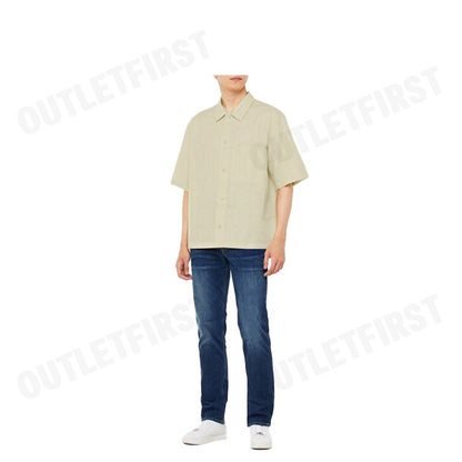 CALVIN KLEIN JEANS รุ่น MEN SOFT LINEN SHORT SLEEVE SHIRTS CODE: J325173 LFU เสื้อเชิ้ตแขนสั้น เสื้อเชิ้ตผู้ชาย