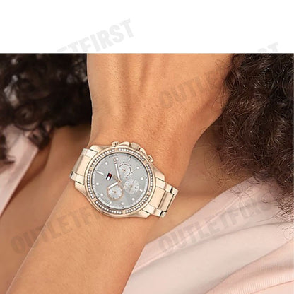 TOMMY HILFIGER รุ่น MULTIFUNCTION DIAL STAINLESS STEEL STRAP WATCH CODE: TH1782572 นาฬิกาข้อมือ ผู้หญิง นาฬิกาโรสโกลด์