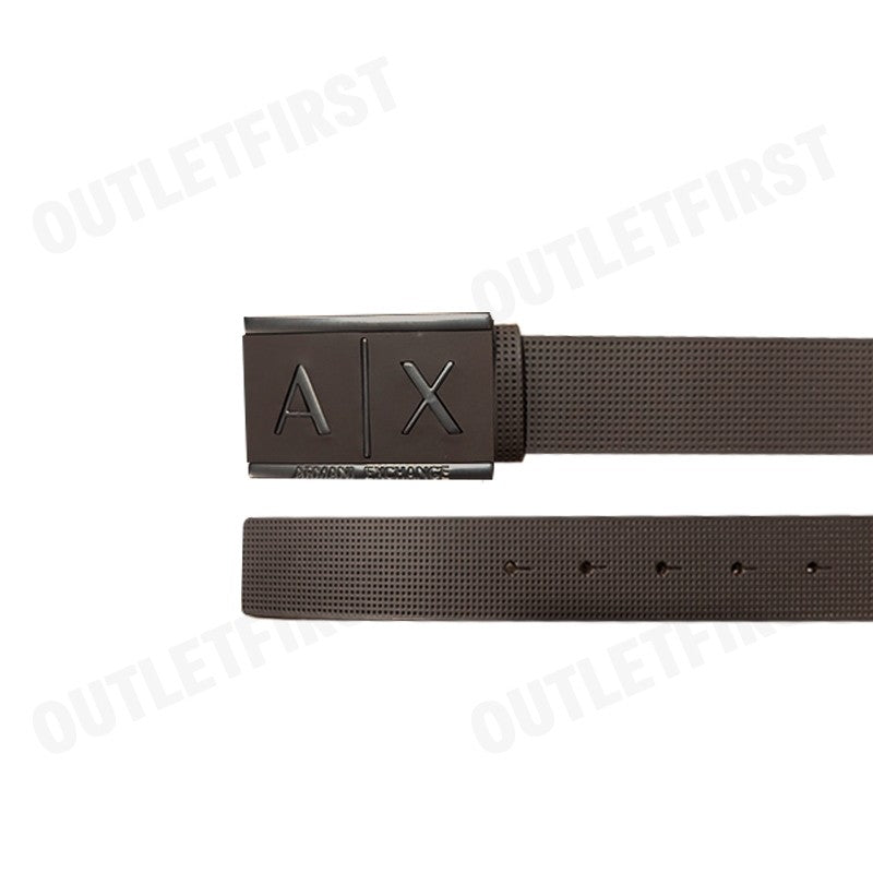 ARMANI EXCHANGE รุ่น LEATHER BELT WITH RECTANGULAR BUCKLE CODE: 951019 CC507 00354 เข็มขัด เข็มขัดผู้ชาย เข็มขัดหนัง