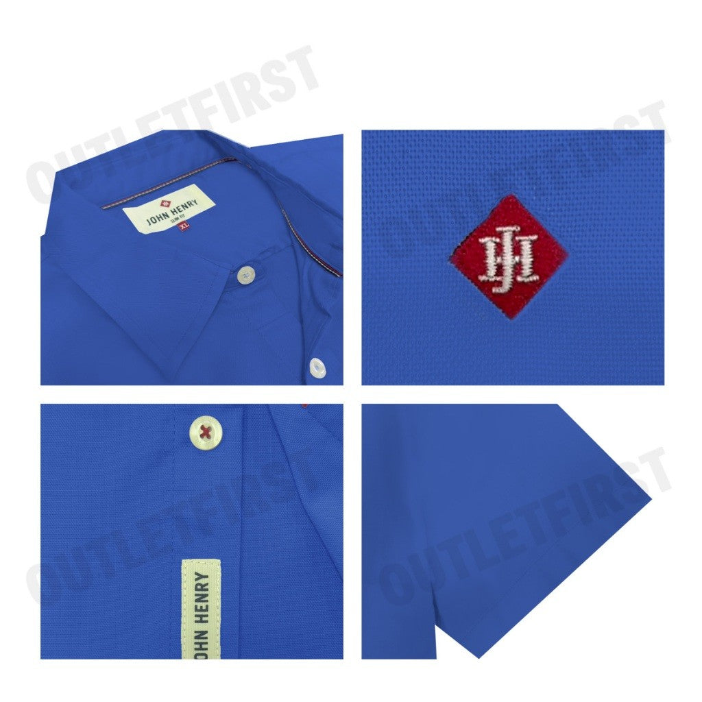 JOHN HENRY รุ่น MEN'S SHORT SLEEVES SLIM FIT SHIRT (ROYAL BLUE) CODE: JH F224MSSSM52 เสื้อเชิ้ตแขนสั้น เสื้อเชิ้ตผู้ชาย