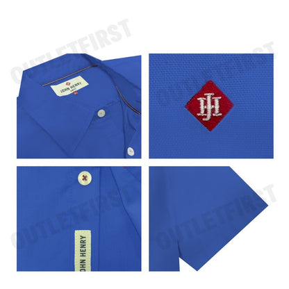 JOHN HENRY รุ่น MEN'S SHORT SLEEVES SLIM FIT SHIRT (ROYAL BLUE) CODE: JH F224MSSSM52 เสื้อเชิ้ตแขนสั้น เสื้อเชิ้ตผู้ชาย