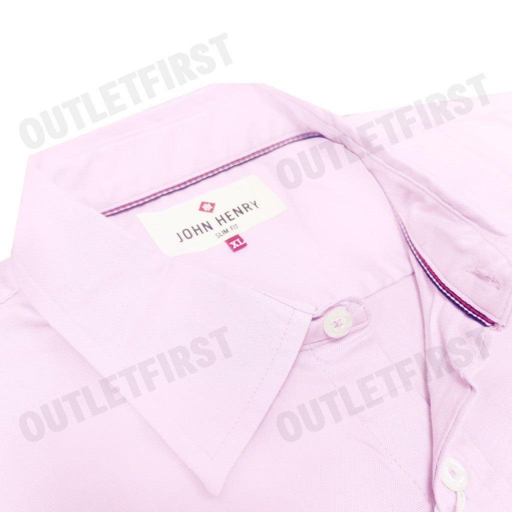 JOHN HENRY รุ่น MEN'S SHORT SLEEVES SLIM FIT SHIRT (PINK) CODE: JH F224MSSSM52 เสื้อเชิ้ตแขนสั้น เสื้อเชิ้ตผู้ชาย