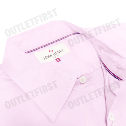 JOHN HENRY รุ่น MEN'S SHORT SLEEVES SLIM FIT SHIRT (PINK) CODE: JH F224MSSSM52 เสื้อเชิ้ตแขนสั้น เสื้อเชิ้ตผู้ชาย