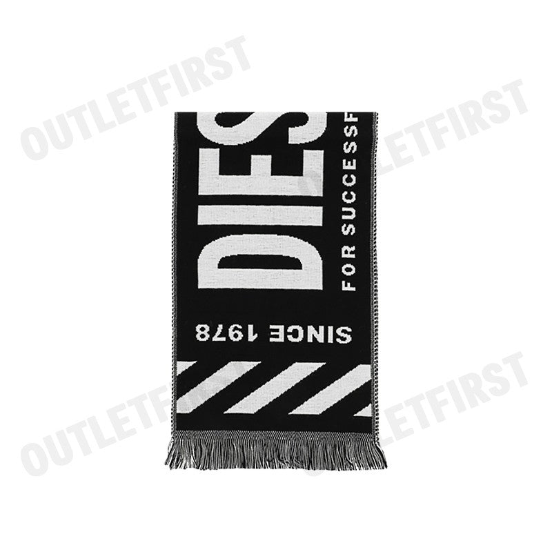 DIESEL รุ่น S-BISC SCIARPA CODE: A06643 OJKKR 9XX ผ้าพันคอ ผ้าพันคอขาวดำ ผ้าคลุมไหล่