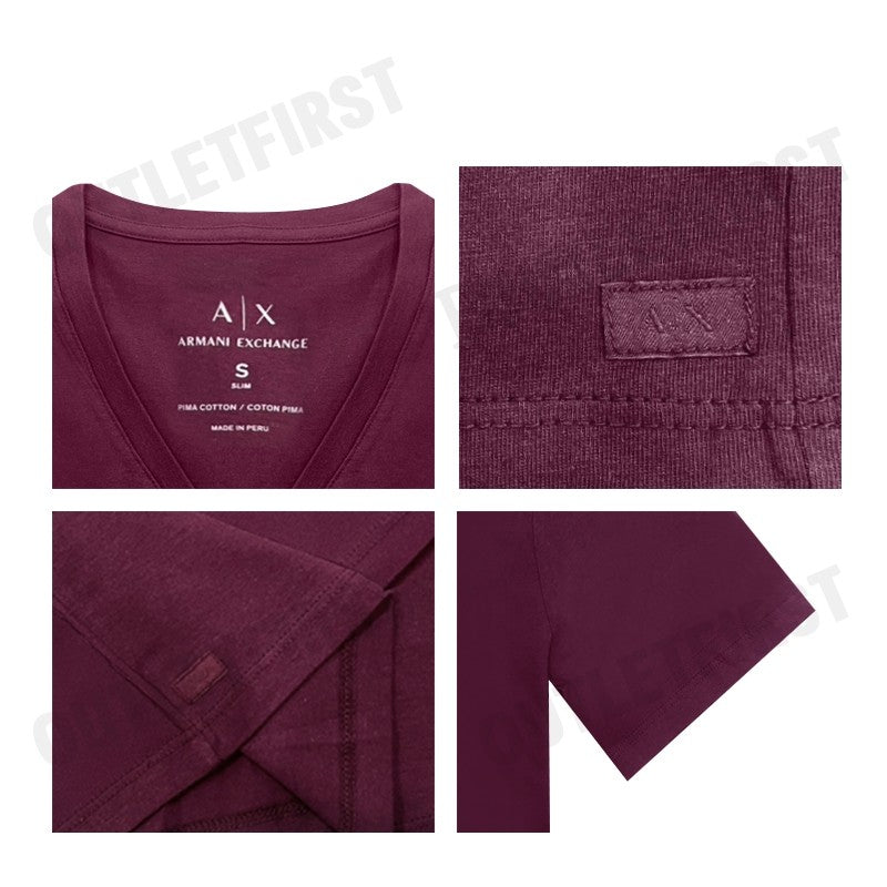ARMANI EXCHANGE รุ่น SLIM FIT T-SHIRT IN PIMA COTTON JERSEY CODE: 8NZT75 ZJA5Z 14BC เสื้อยืดคอวี เสื้อยืดผู้ชาย เสื้อยืด