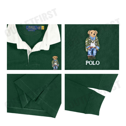 POLO RALPH LAUREN รุ่น CLASSIC FIT POLO BEAR RUGBY SHIRT CODE: 710934703001 เสื้อโปโลแขนยาว เสื้อผู้ชาย เสื้อโปโลคอปก